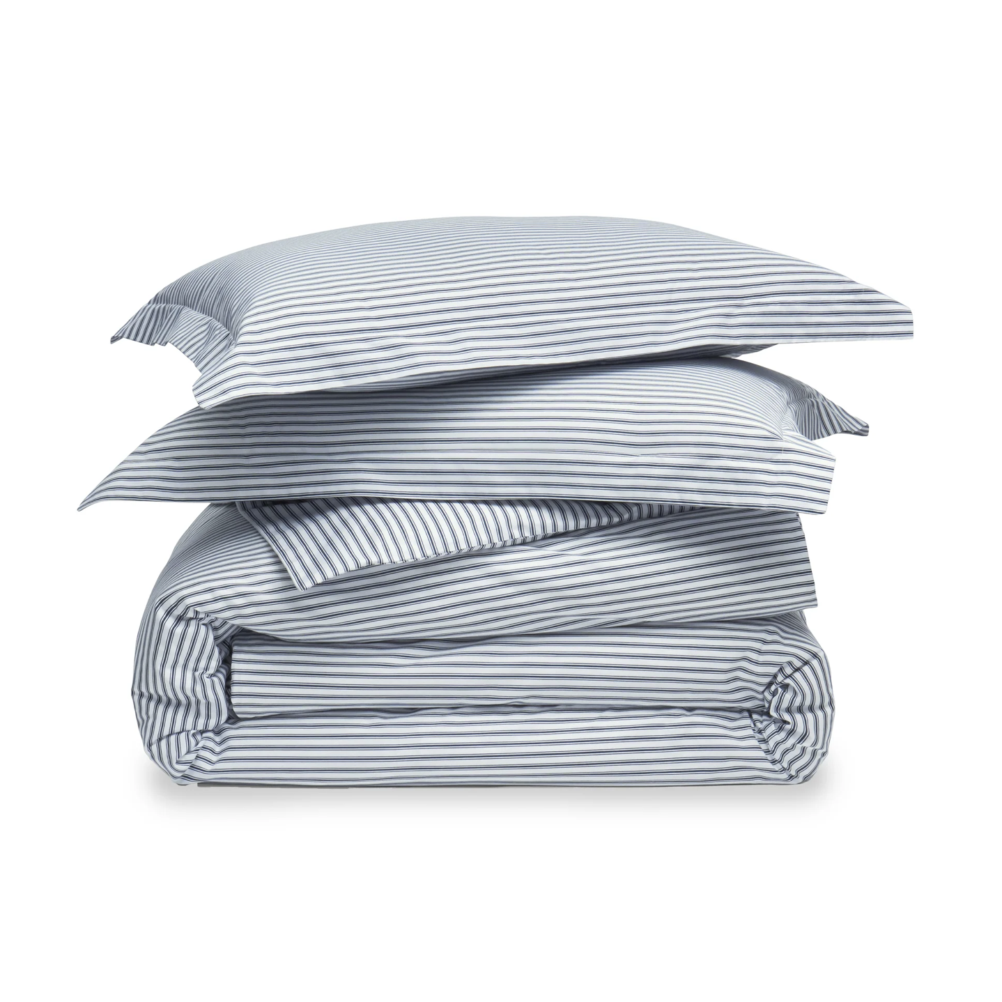 Duvet Set, Navy French Ticking