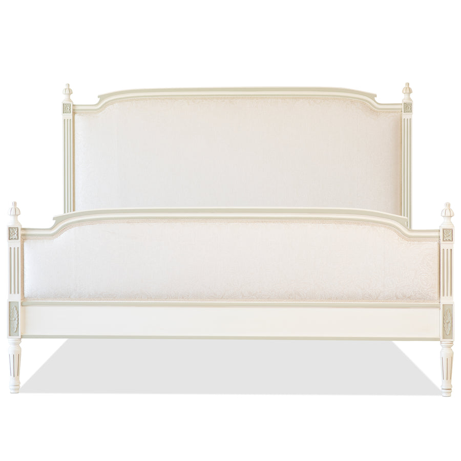 Lovely Louis Upholstered Bed with Footboard - Full in Stock